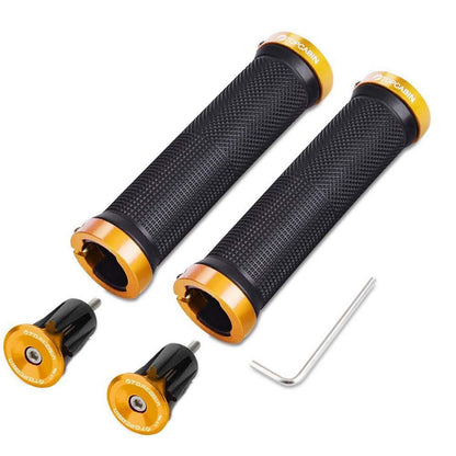 Fahrrad Lenkergriffe Ergonomisch mit Aluminium Endkappen Gold