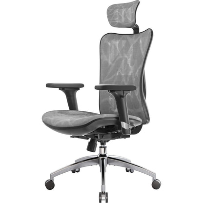 Ergonomischer Bürostuhl mit 3D-Armlehnen und Lendenstütze (Grau)