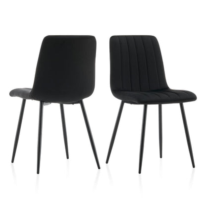 Samt Esszimmerstühle 2er Set Schwarz – Bequeme Küchenstühle