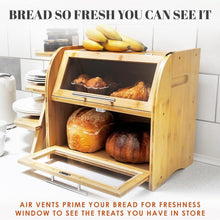 Arise Bambus Brotkasten 2 Regale Belüftung Holz 40x26x37 cm