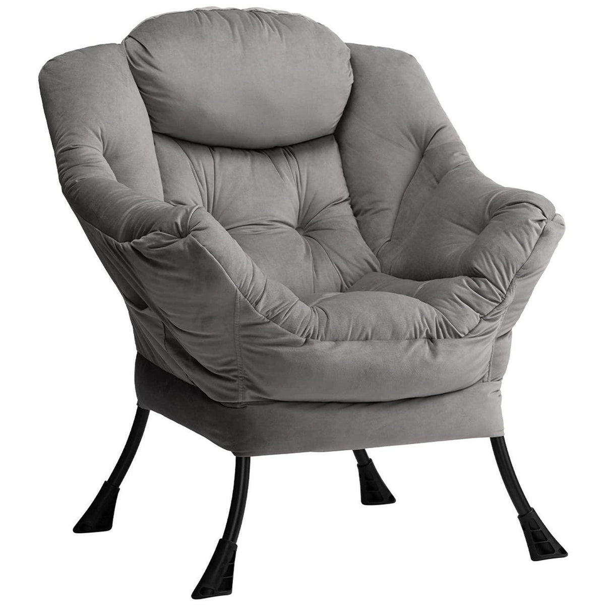 Ohrensessel Samt Relaxsessel Dunkelgrau – Bequemer Lesesessel