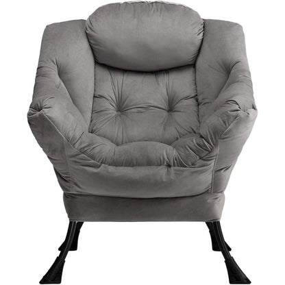 Ohrensessel Samt Relaxsessel Dunkelgrau – Bequemer Lesesessel