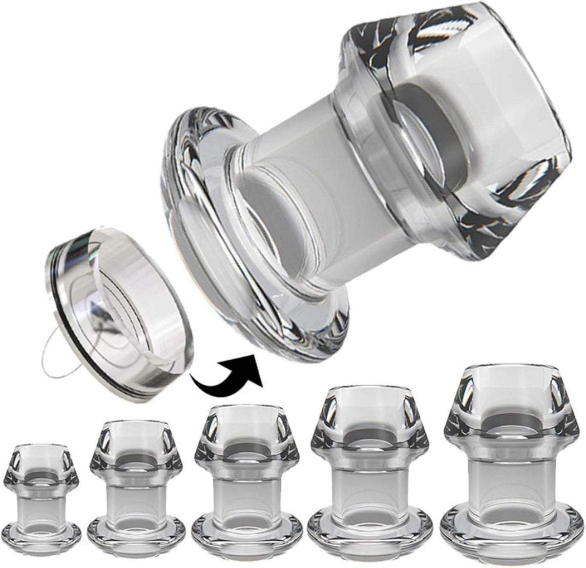 Transparent Analplug Vagina Dilatator Prostata Massage Expander XXL
