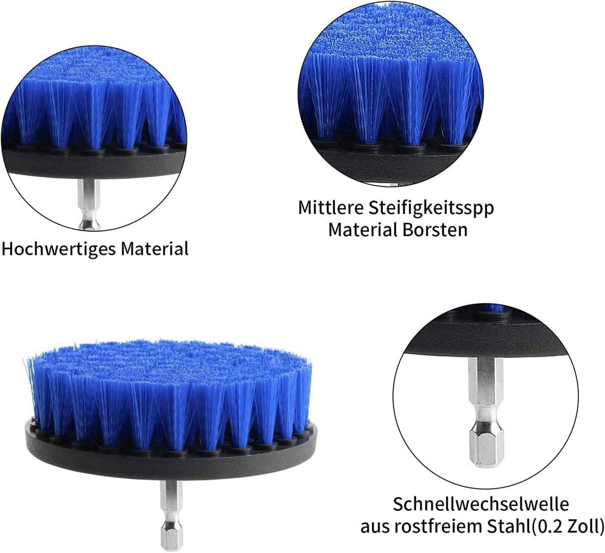 Bohrbürste Power Scrubber Reinigungsset 4er Pack Gelb Blau