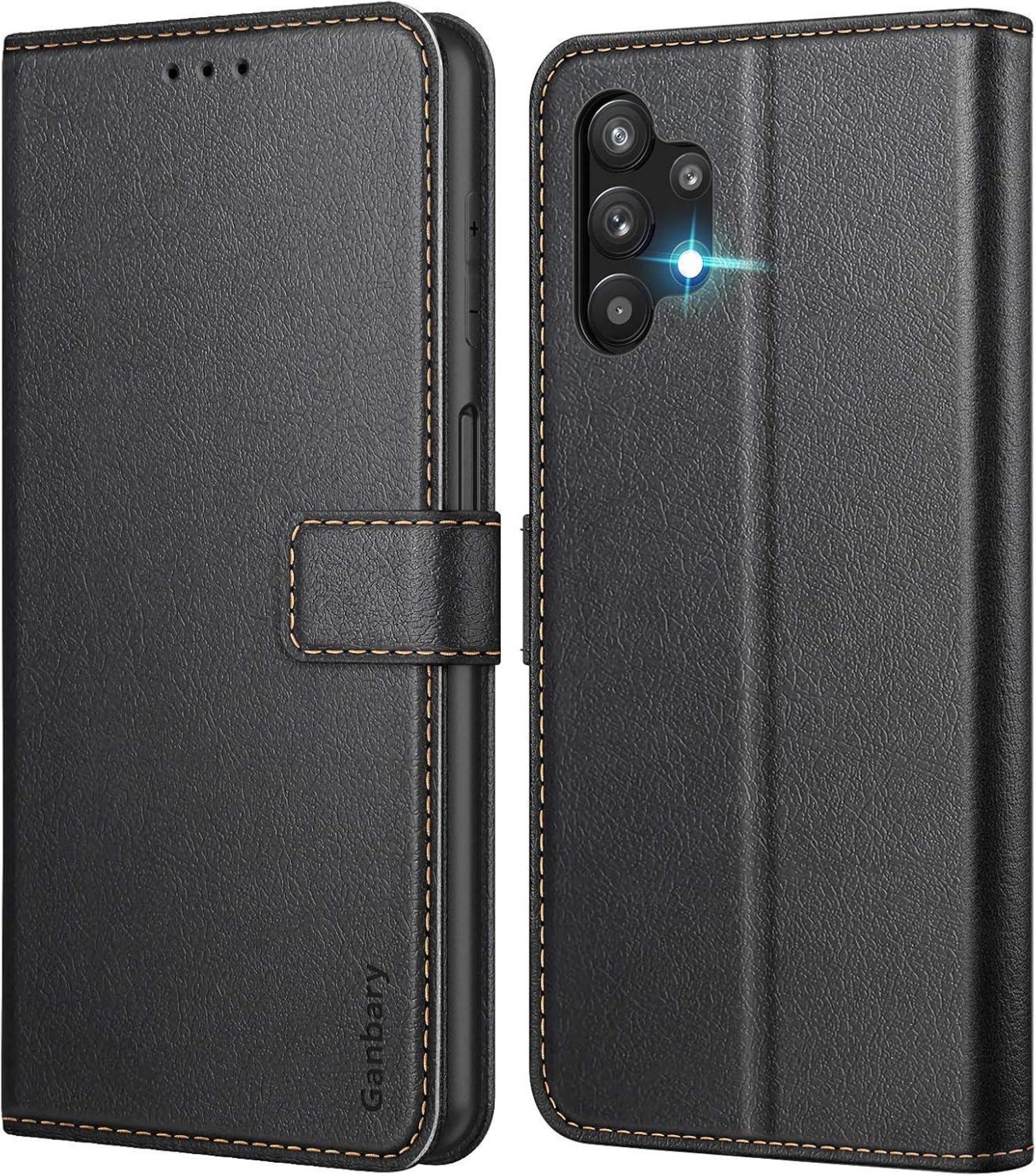 Samsung Galaxy A32 4G Handyhülle Schwarz Leder Tasche Standfunktion