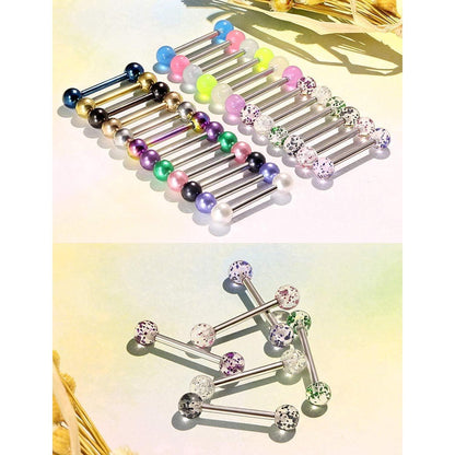 Zungenpiercing Set 24 Stück 14G Chirurgenstahl mit Kugeln 16mm