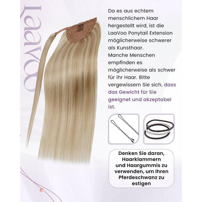 Echthaar Zopfverlängerung Blond Highlight 50cm