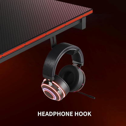 DESINO Gaming Schreibtisch Kohlefaser 100x50 cm mit Kopfhörerhaken