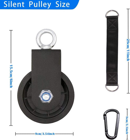 Umlenkrolle Stahlseil Schaukelgurt Karabiner Flaschenzug DIY 90mm 1