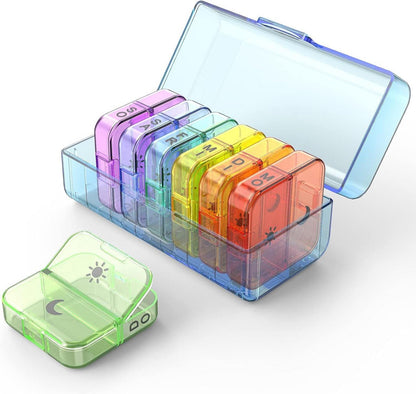 Tablettenbox 7 Tage 2 Fächer XL Medikamentenbox 14 Fächer