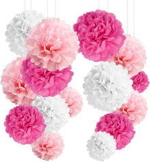 24er Seidenpapier Pompoms Deko Set in Rosa für Hochzeit & Geburtstag
