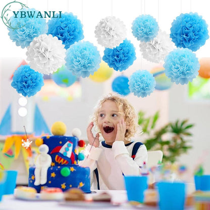 24er Blaue Pompons Deko Hochzeit Einschulung Taufe Kommunion