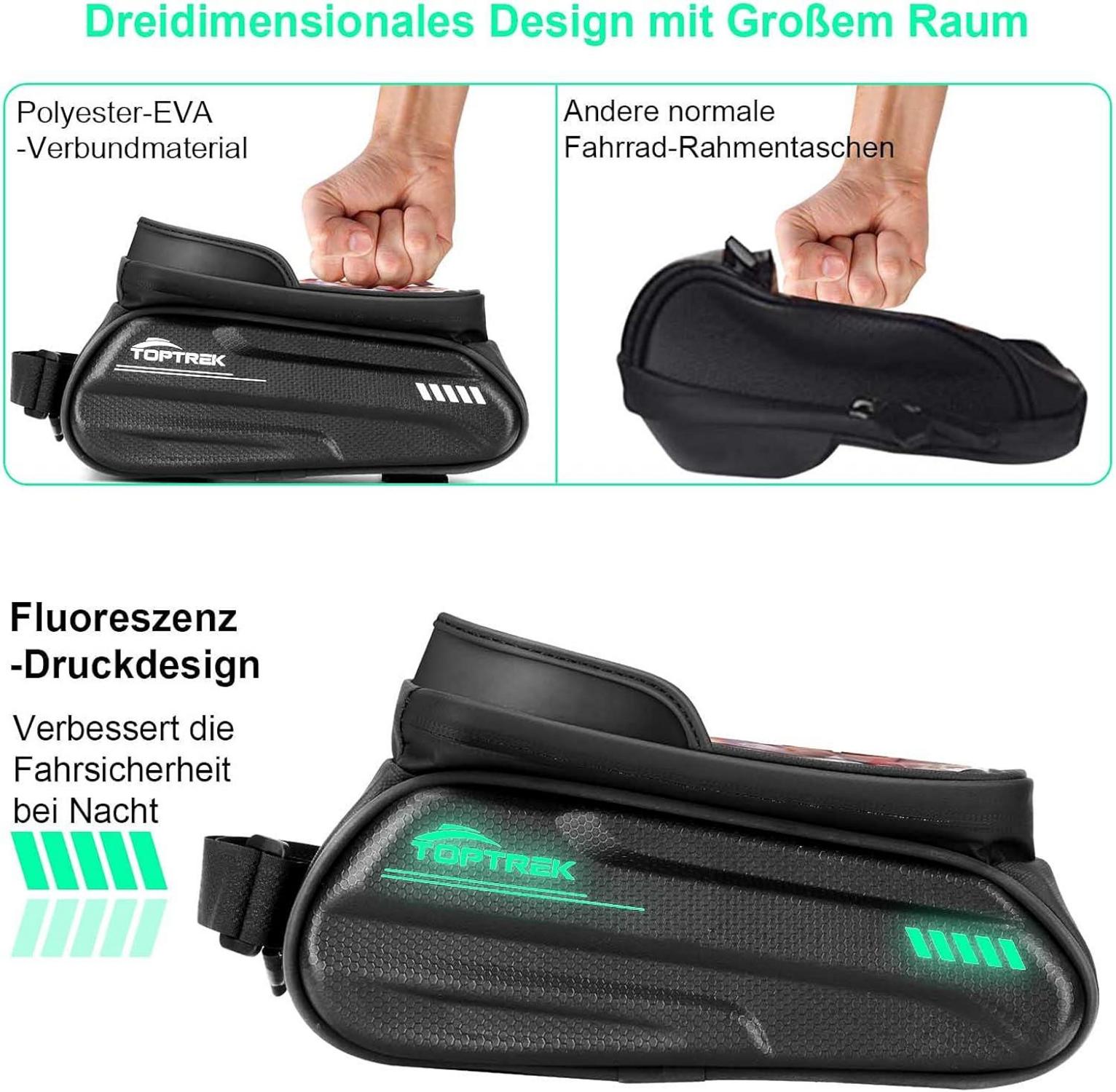 Toptrek Fahrradtasche Rahmen Wasserdicht Handytasche 6,7