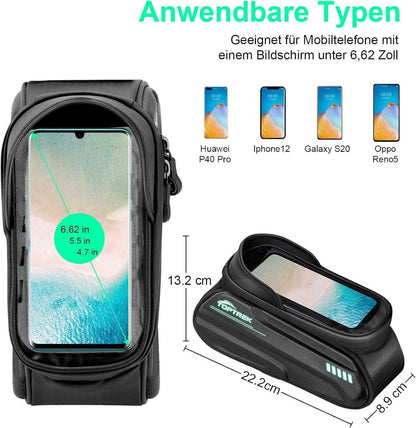 Fahrradtasche Rahmen Wasserdicht Handytasche für Smartphone 6,7 Zoll Touchscreen