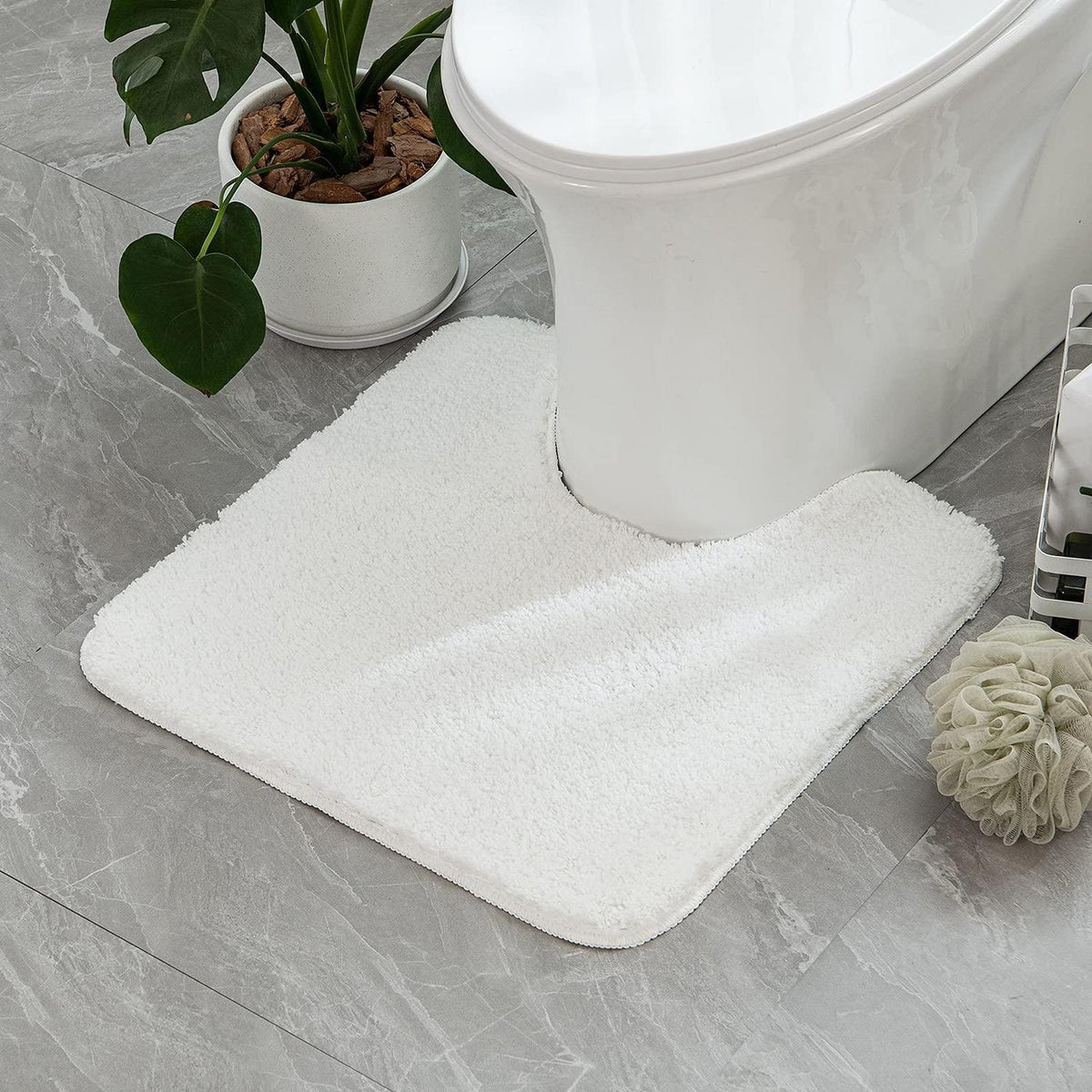 Badematte WC Vorleger U-Form Weiß 45x45 cm – Rutschfest & Saugfähig