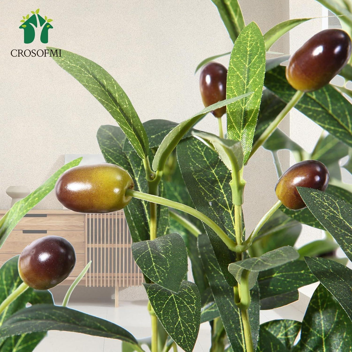 CROSOFMI Künstlicher Olivenbaum 150 cm Seidenbaum 2er Pack