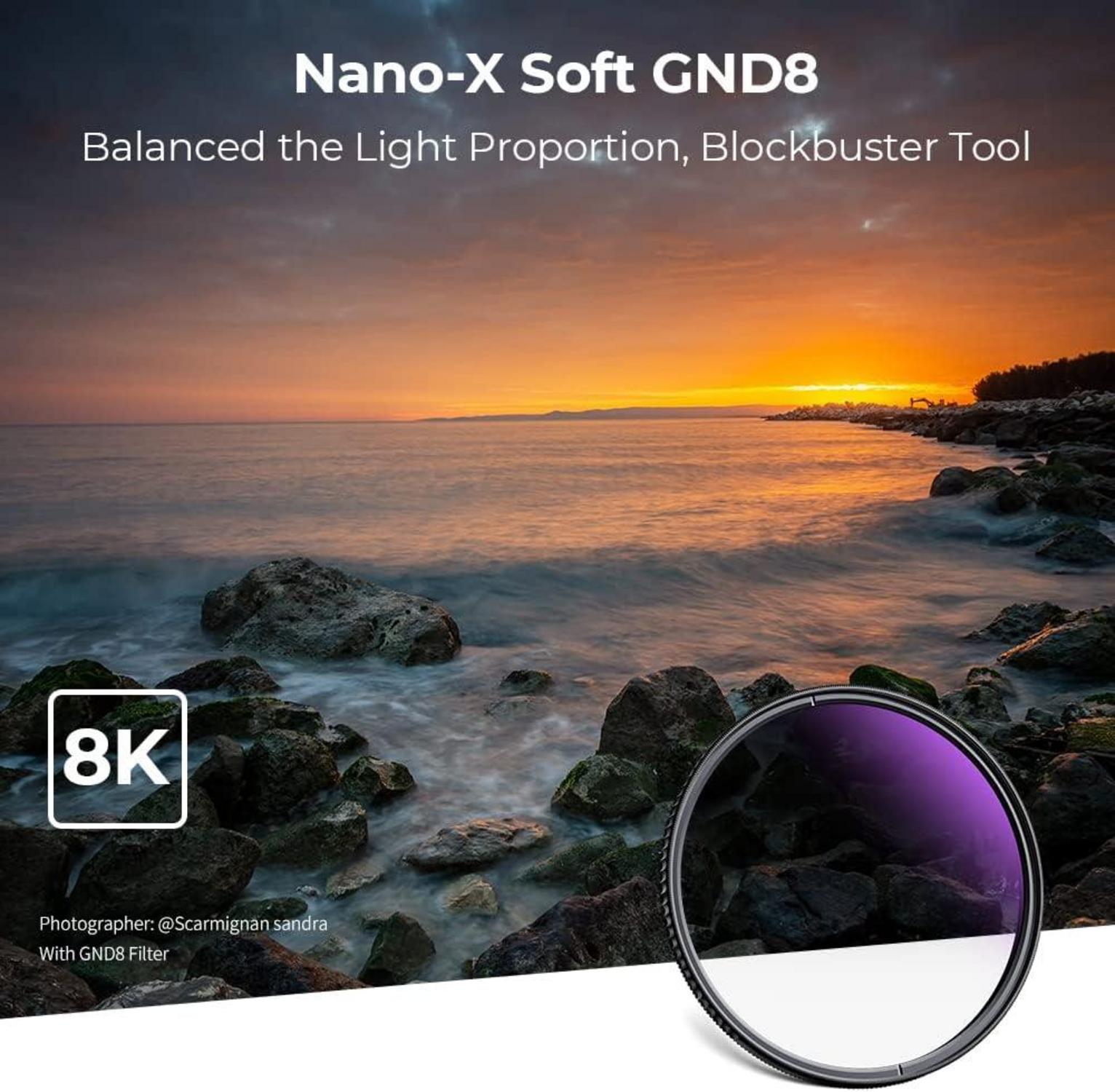 82mm Soft GND8 Grauverlaufsfilter ND0,9 Glas 3-Stops