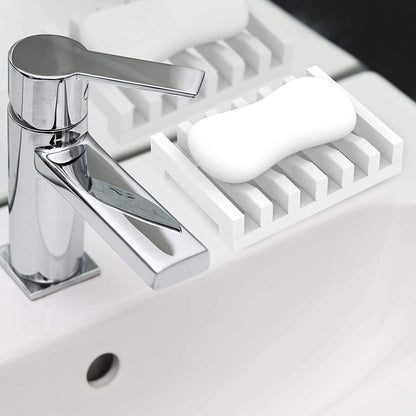 Silikon Seifenschale 2er-Pack mit Drainage – Weiß