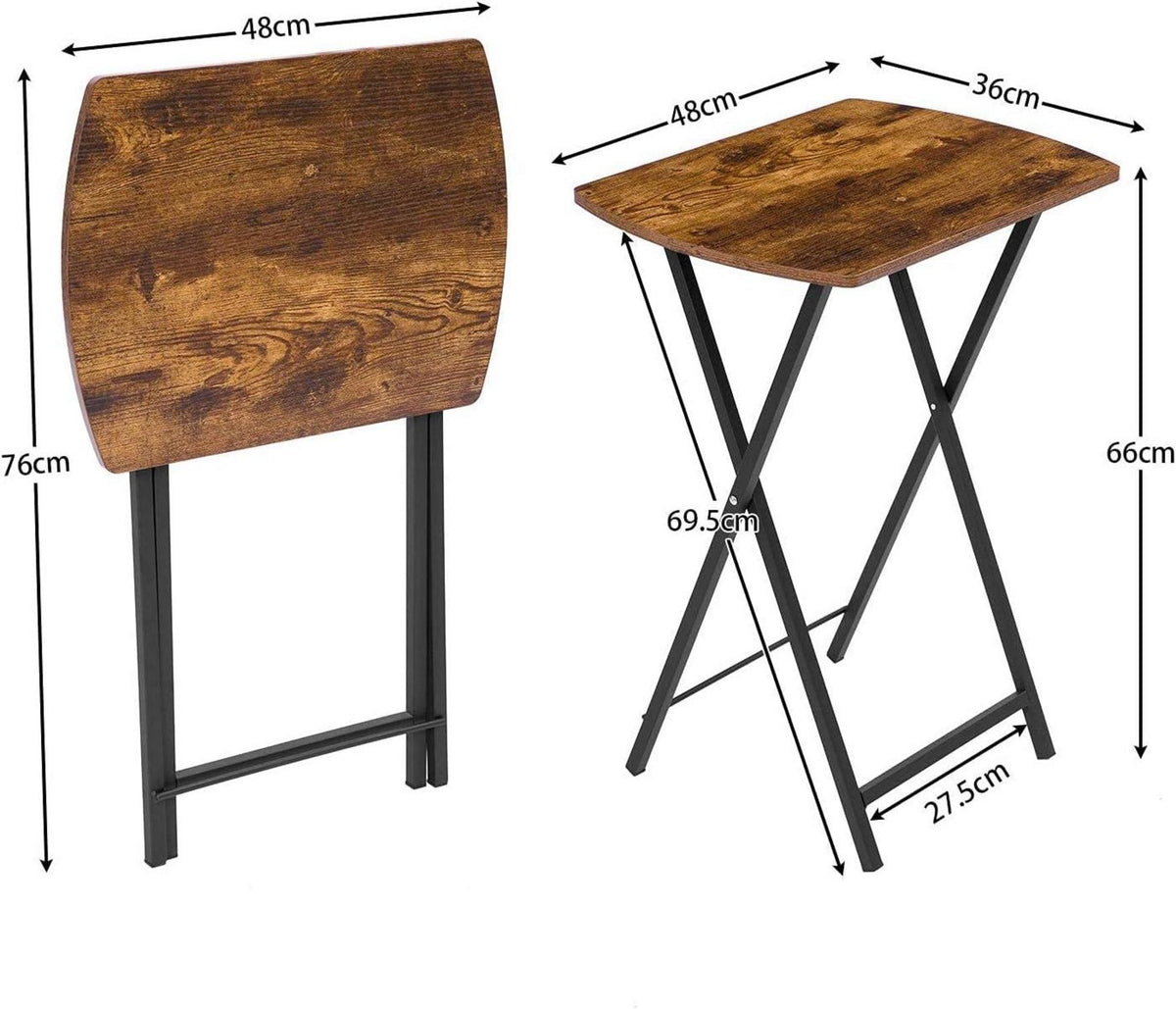 Klappbarer Beistelltisch Industriestil Dunkelbraun TV Tray