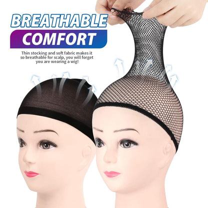 6 Stücke Nylon Wig Caps Haarnetz für Perücke - Schwarz
