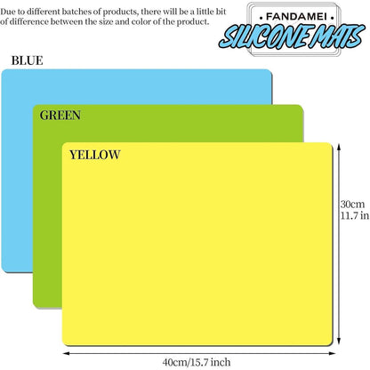 Silikonmatte 3er Set 30x40cm, Bastelmatte Antihaft & Rutschfest