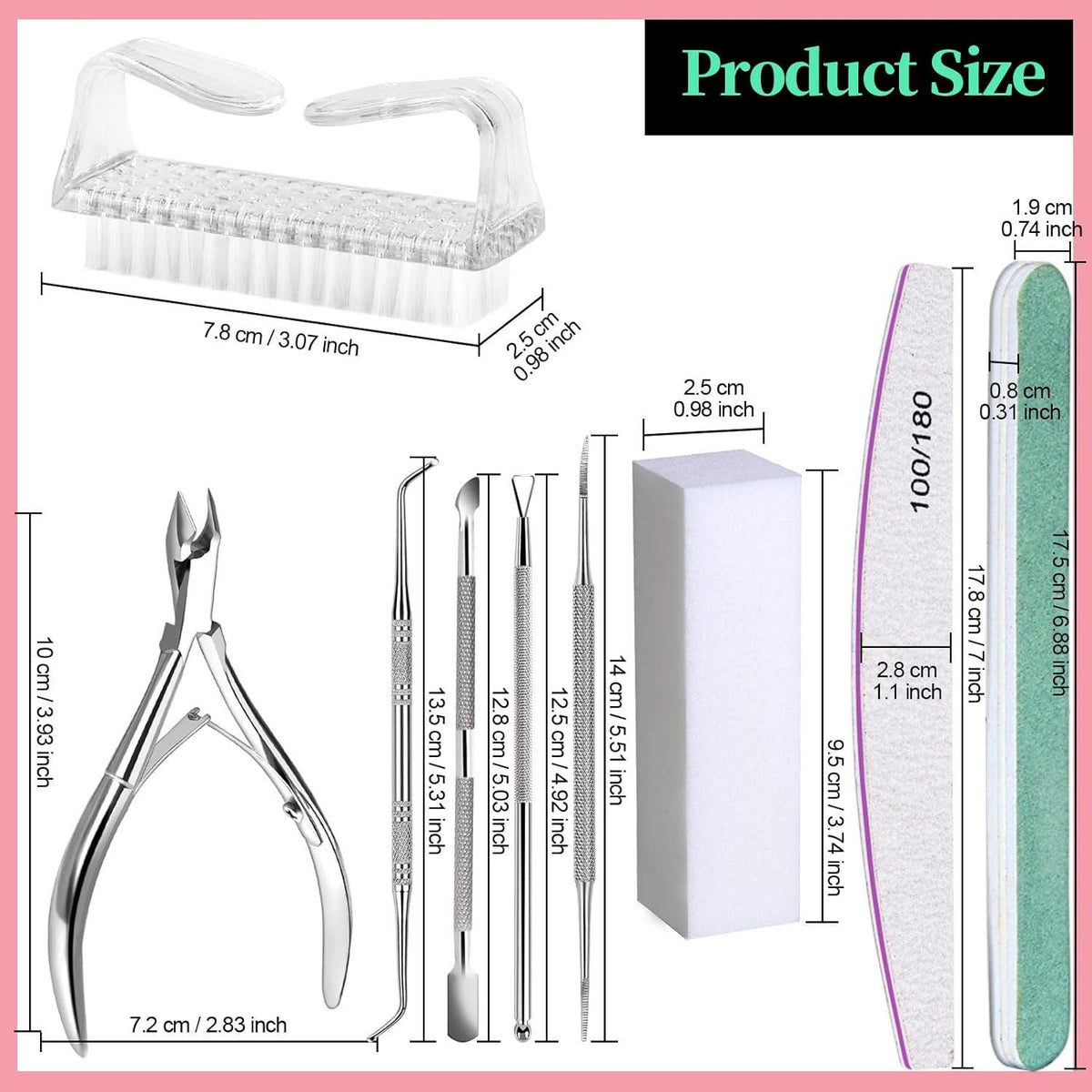Professionelles Nagelpflege Set Maniküre Pediküre Feilen Buffer Zange Eckenheber