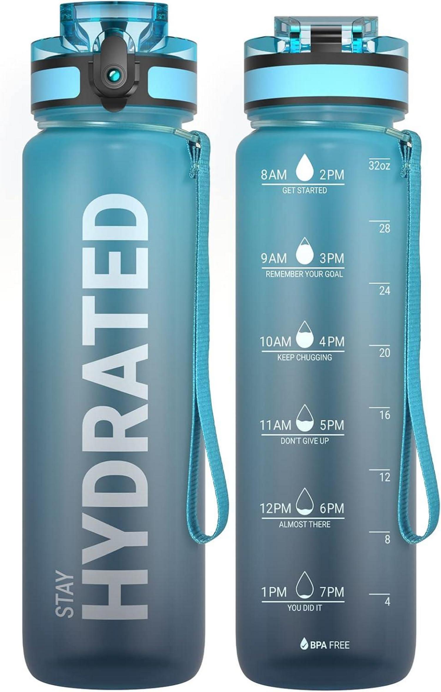 Sport Trinkflasche BPA-frei Tritan 1L Wellenmuster Blau