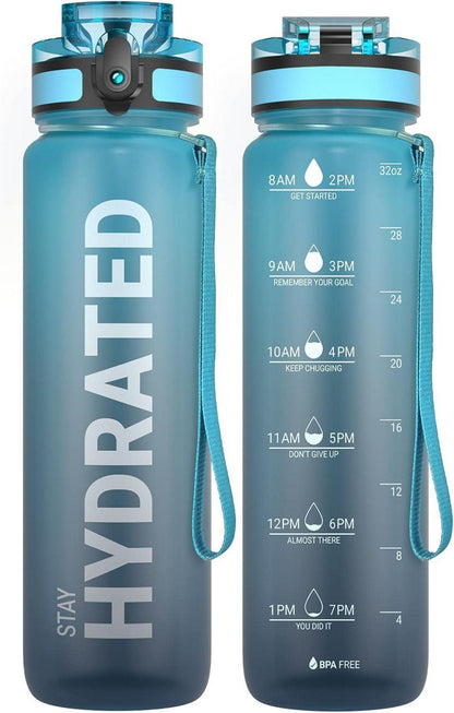 Sport Trinkflasche BPA-frei Tritan 1L Wellenmuster Blau