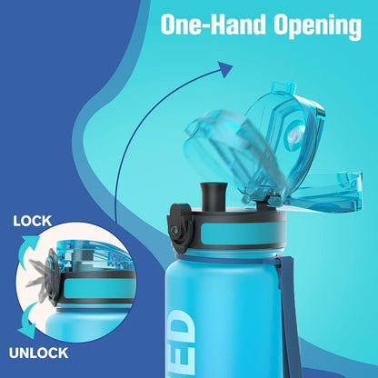 Sport Trinkflasche BPA-frei Tritan 1L Wellenmuster Blau