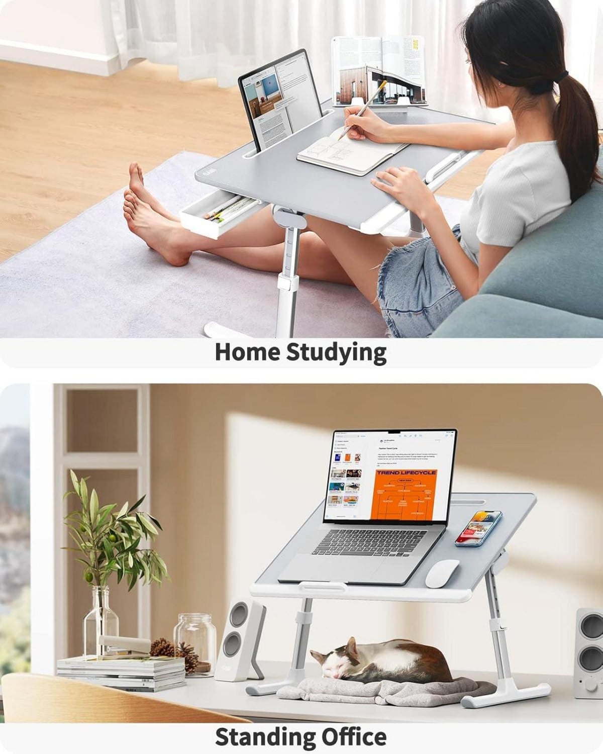 Laptop Tisch höhenverstellbarer Schublade Tablet Schlitz