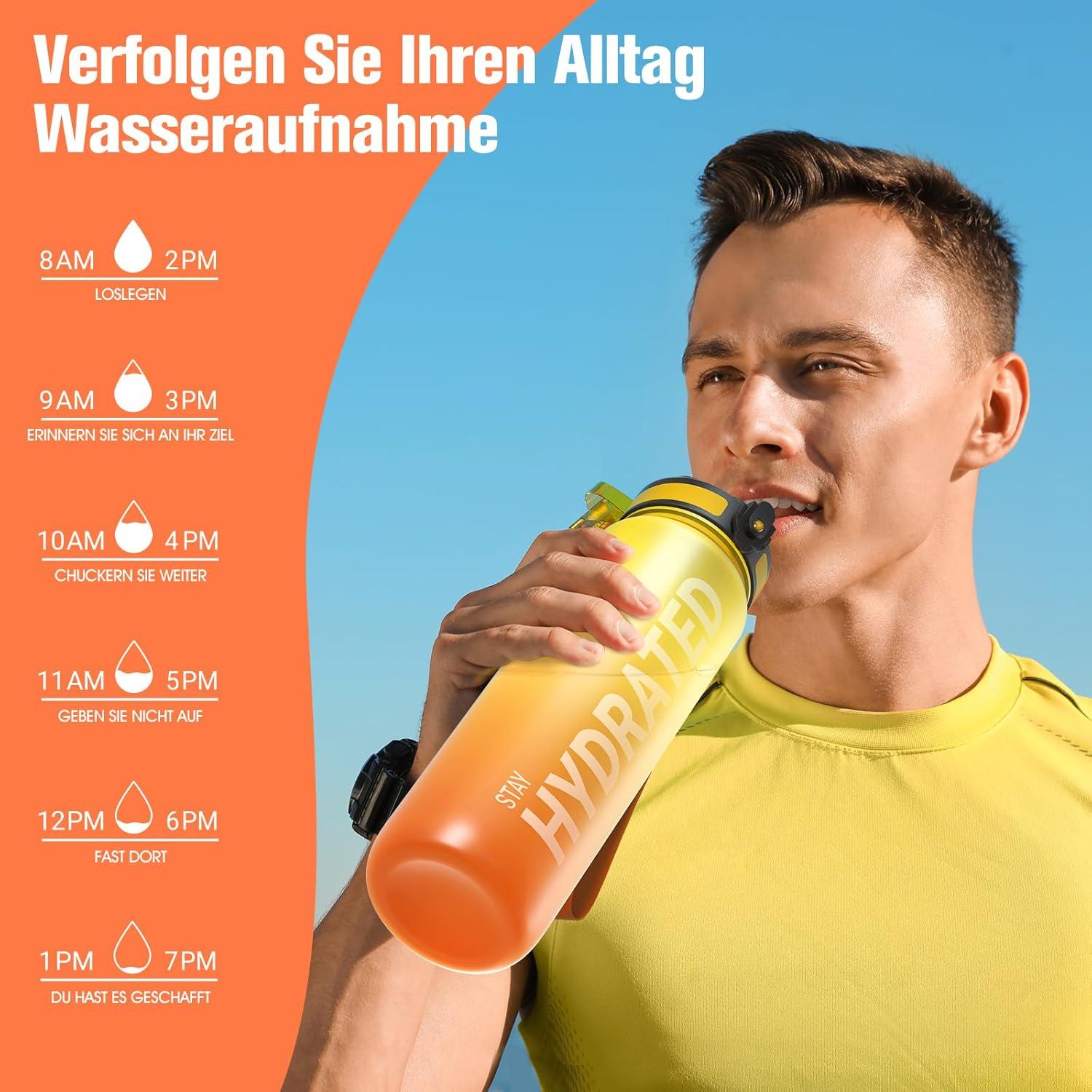 Sport Trinkflasche BPA-frei Tritan 1L Auslaufsicher Gym Yoga Camping