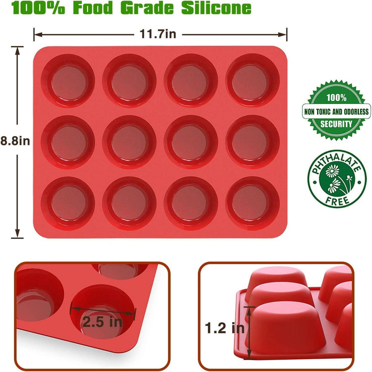 Silikon Muffinform 12 Muffins Ø 6,5 cm Antihaft BPA-frei
