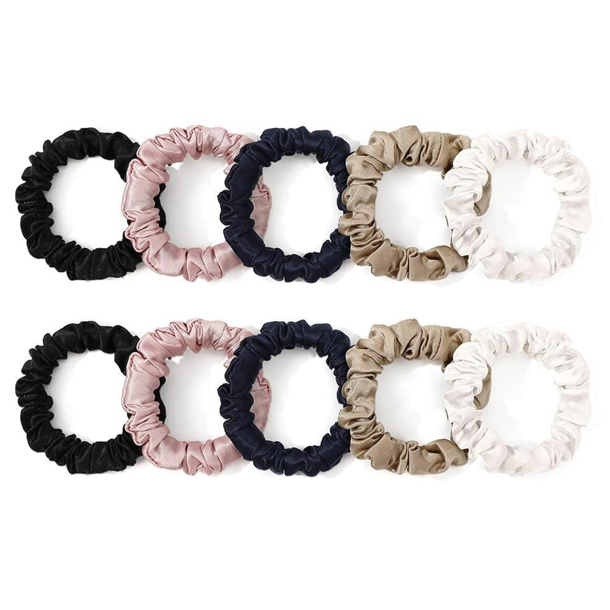 100% Seide Haargummis Damen Pferdeschwanzhalter Rosa Elfenbein 10er