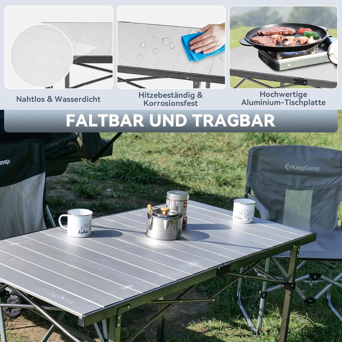 Klapptisch Aluminium Campingtisch faltbar, 80kg Traglast