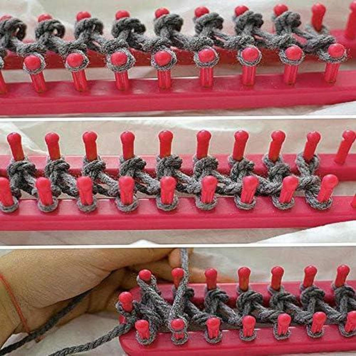 Webstuhl-Set für lange Strickprojekte – rot