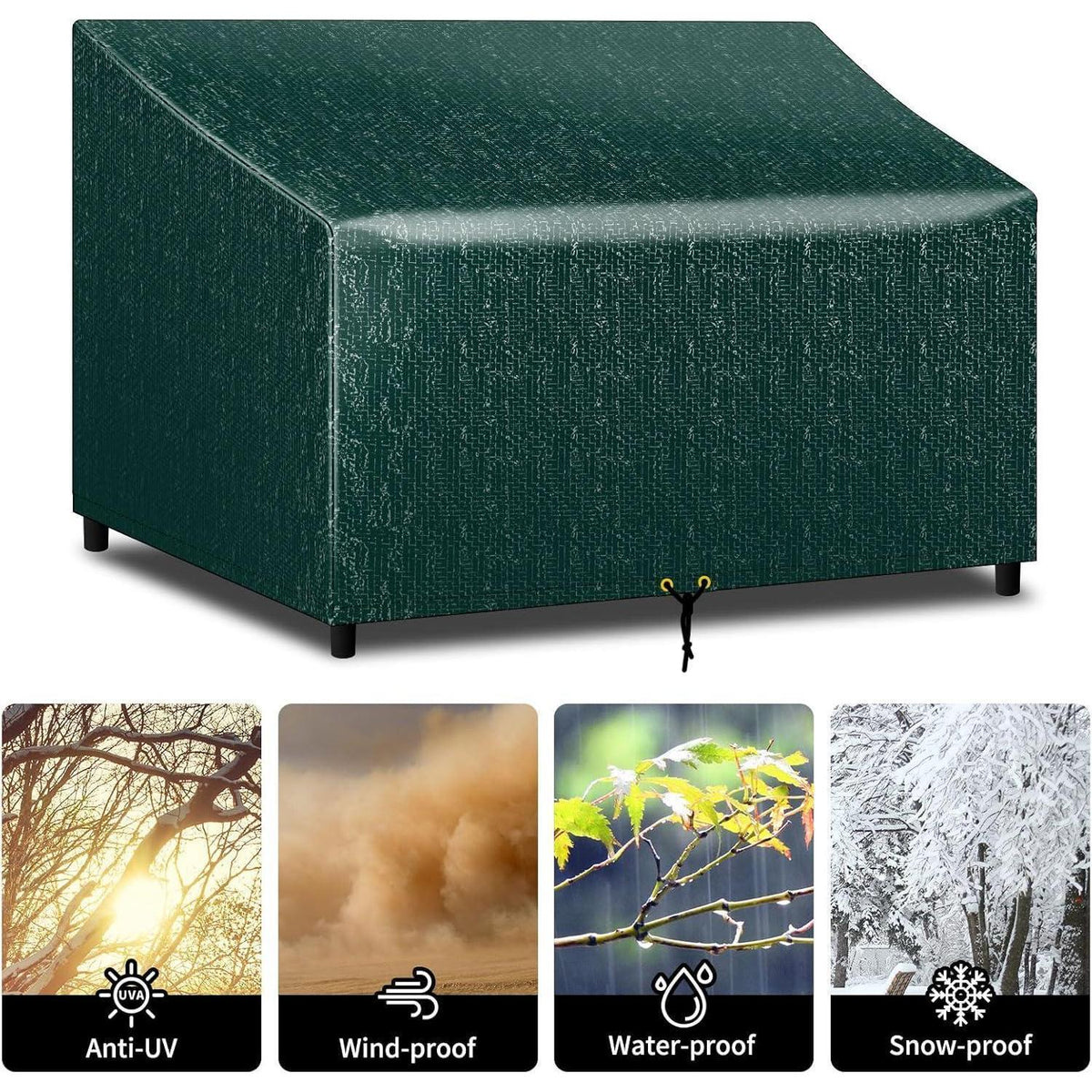 Gartenbank Abdeckung 3 Sitzer wasserdicht grün 163x66x63/89cm