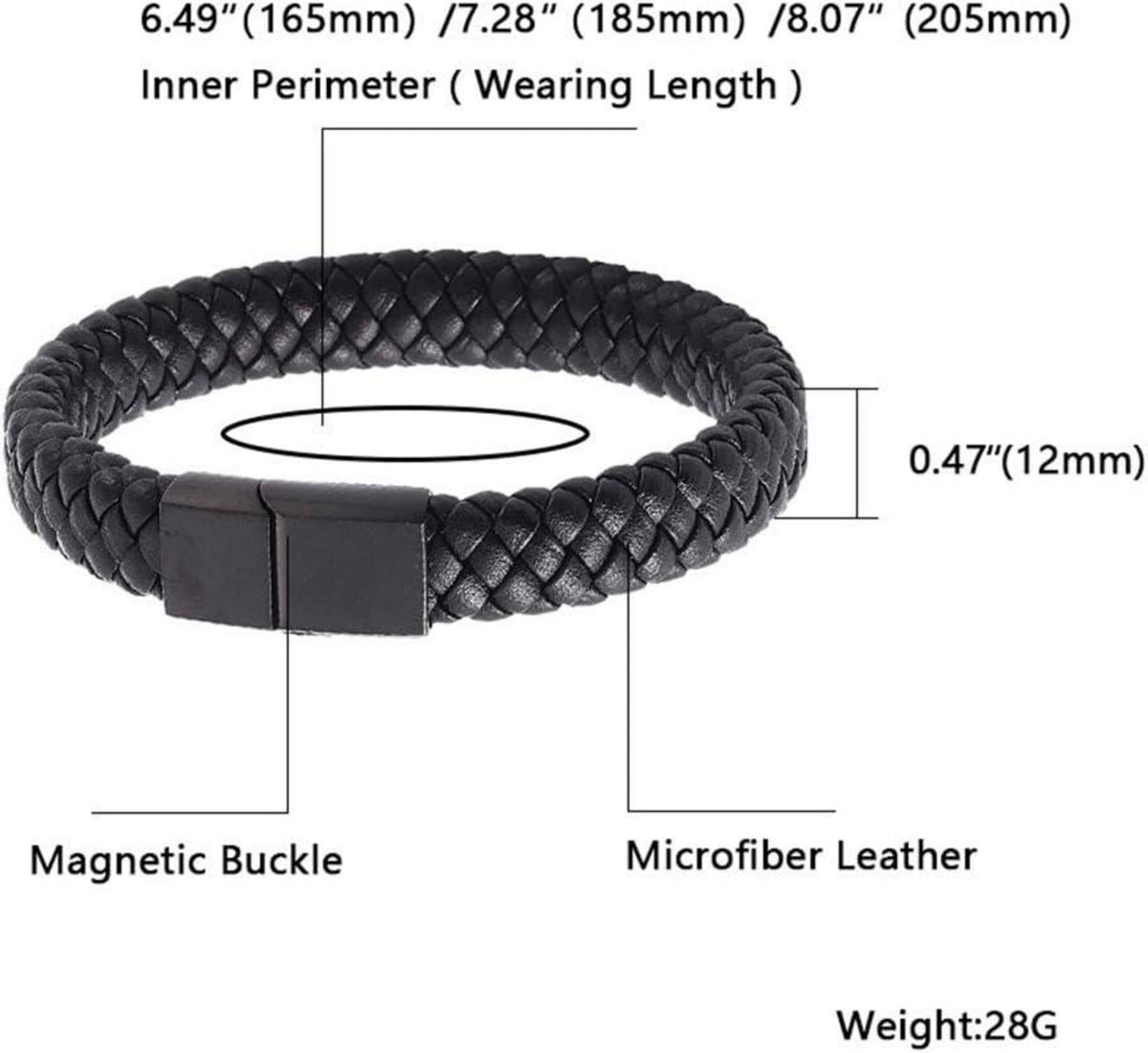 Herren Armband Leder Schwarz Geschenk 16,5-20,5cm Unisex