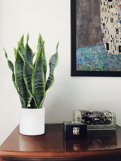 Künstliche Sansevieria Zimmerpflanze Weiß Keramiktopf 40.6cm modernes Design