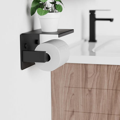 Toilettenpapierhalter mit Ablage, Edelstahl, Schwarz