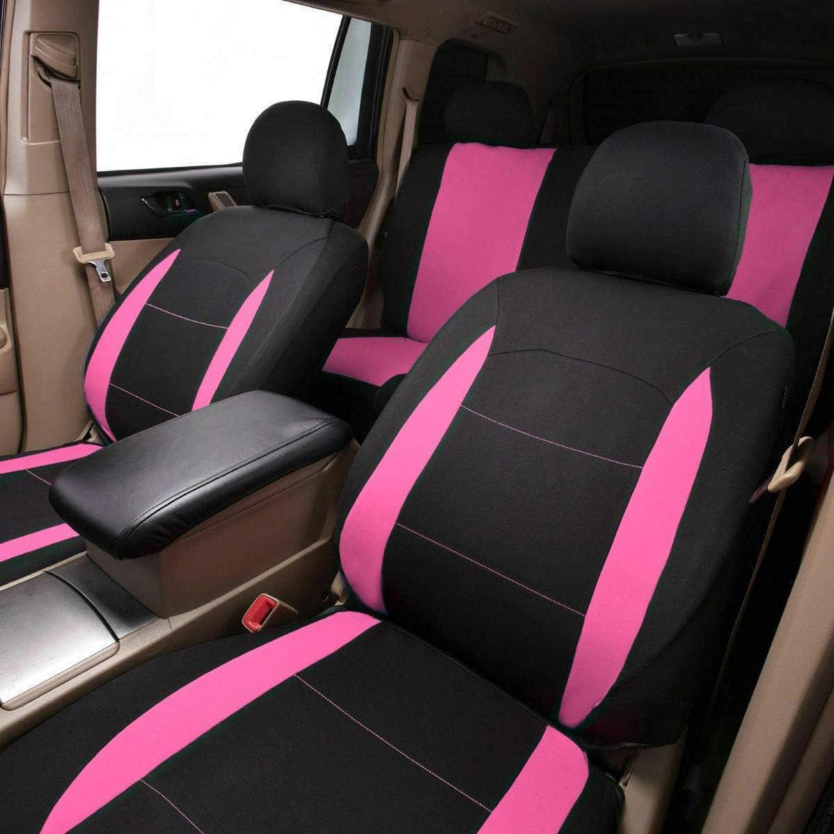 Auto Sitzbezüge Universal Set Rosa Schwarz 5-teilig