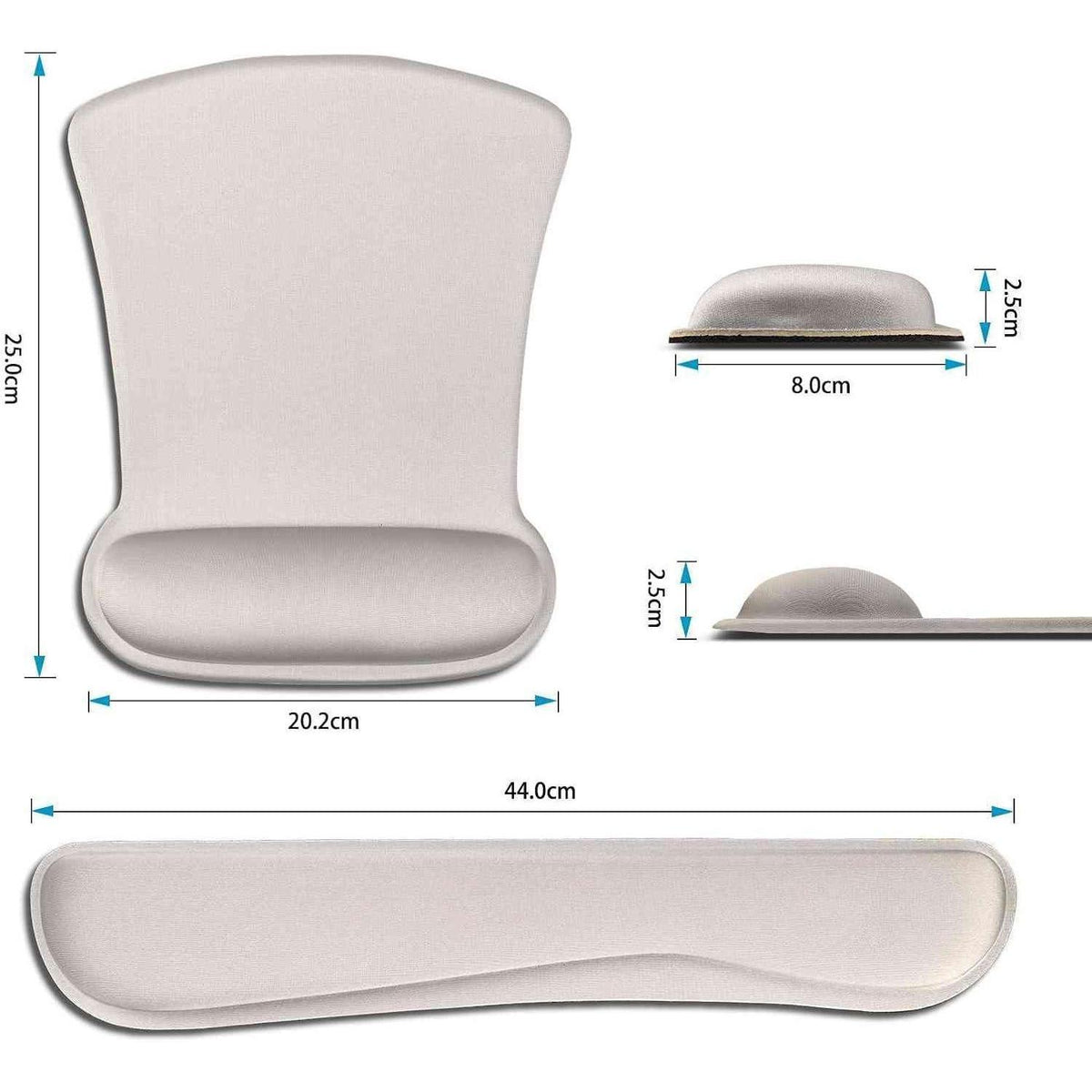 Ergonomisches Mauspad & Tastatur-Handgelenkstütze Set Grau