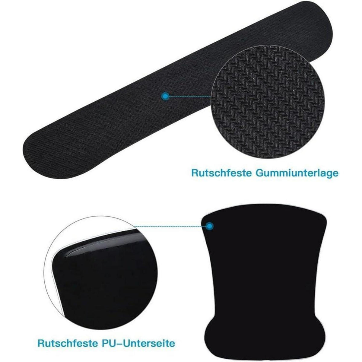 Ergonomisches Mauspad & Tastatur-Handgelenkstütze Set Grau