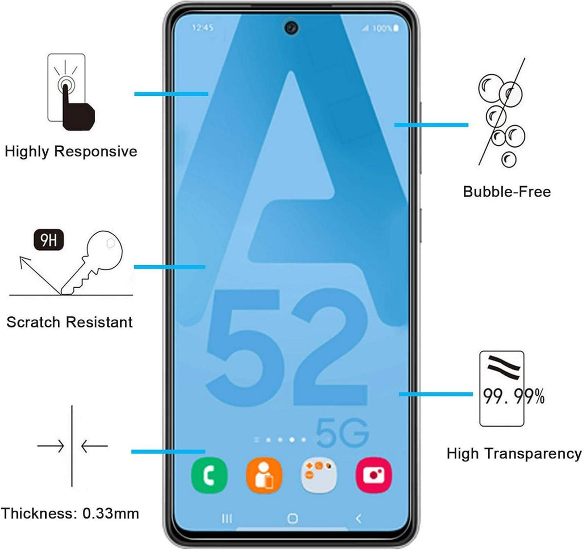 Panzer Schutz Glas Samsung Galaxy A52 A52 5G A52S 5G 9H