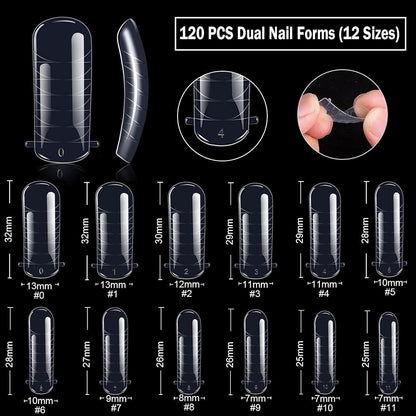 120er Nagelformen Set mit Pinsel & Nagelfeile für Polygel