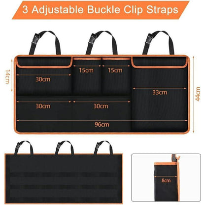 Kofferraum Organizer Orange 96x44 cm mit 6 Taschen