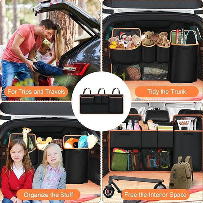 Kofferraum Organizer Orange 96x44 cm mit 6 Taschen
