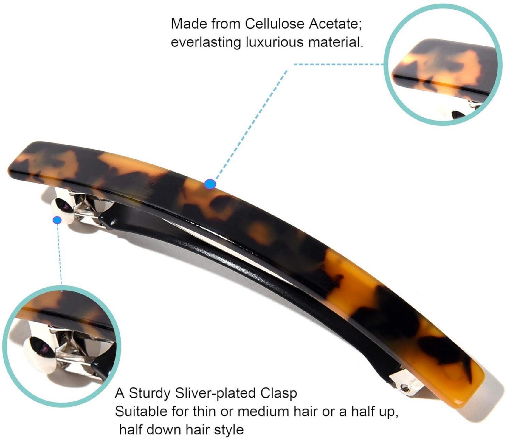 Große Automatische Haarspangen Zelluloid Leopard 10 cm Für Damen & Mädchen