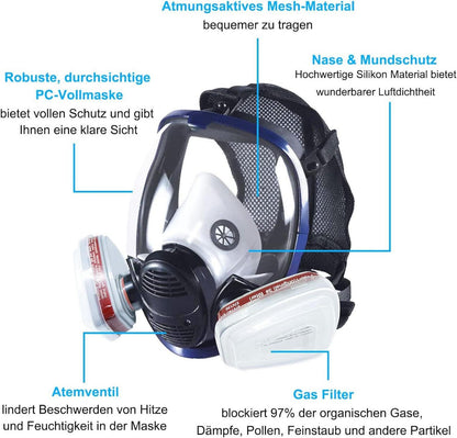 16 in 1 Gasmaske Vollgesichtsmaske mit Filter für