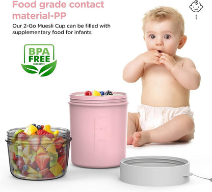 Müslibecher to Go Becher 560ml+310ml Joghurtbecher Auslaufsicher Morandi Pink