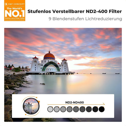 Variabler ND-Filter 67mm ND2-400 mit Hebel und Tasche